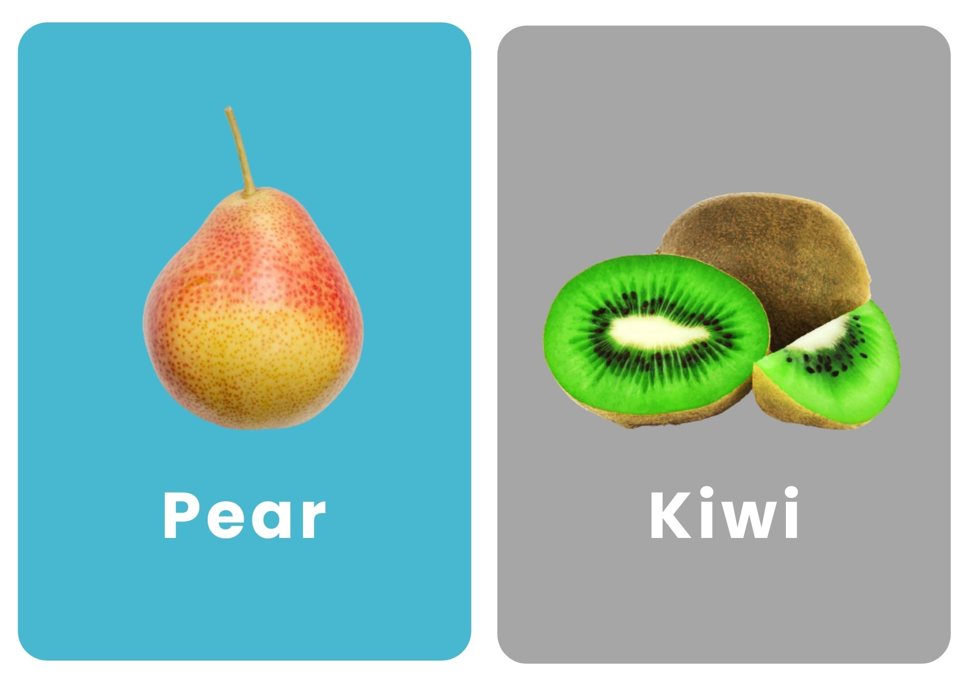 карточки фруктов на английском груша киви