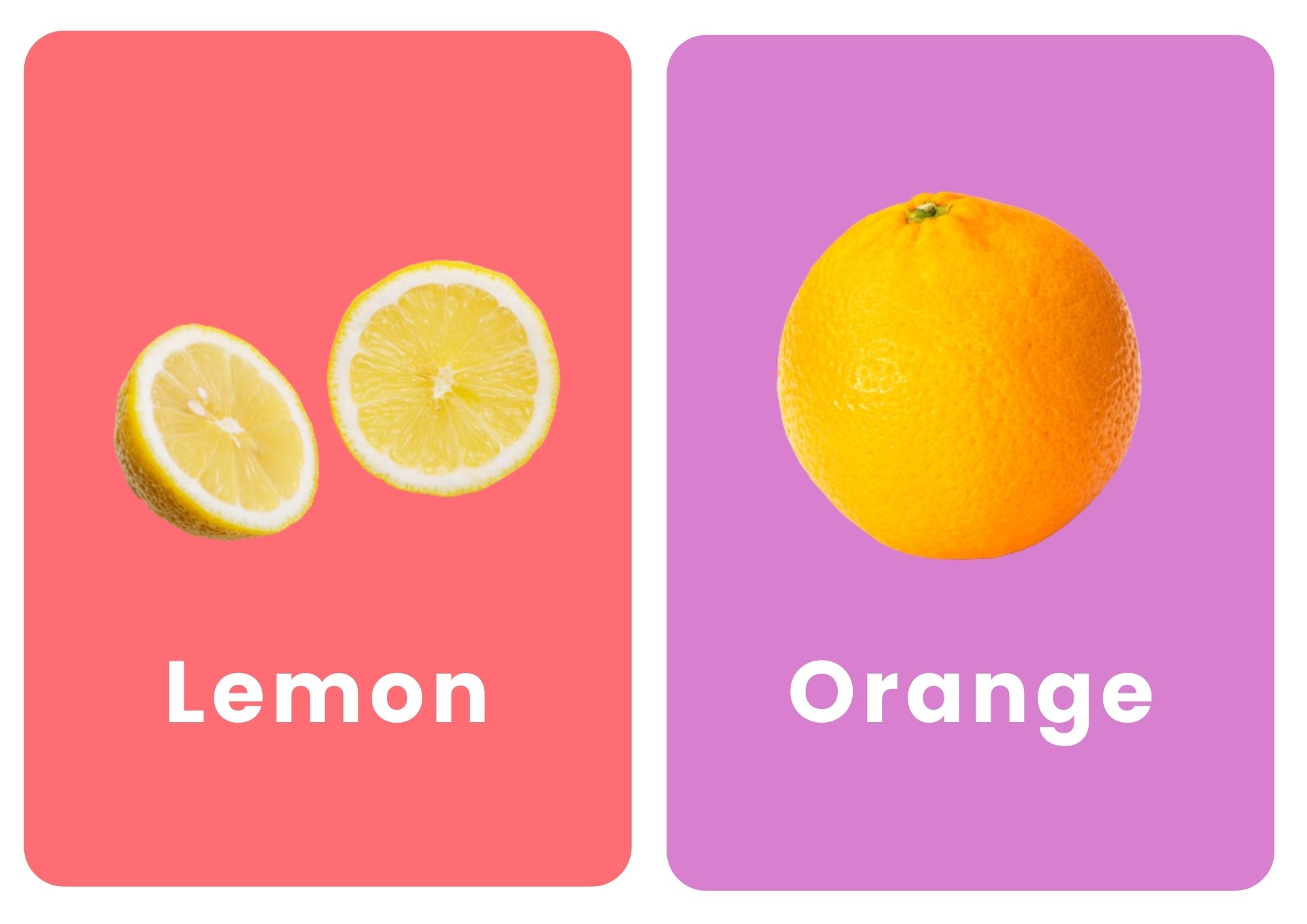 карточки фруктов на английском лимон апельсин